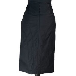 Marciano black  pencil midi skirt black lace all around the waist  size 6 cotton